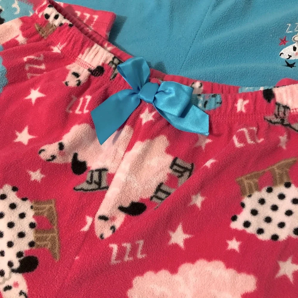 2 Pairs of Girl’s Pajama Bottoms with Cute Sheep